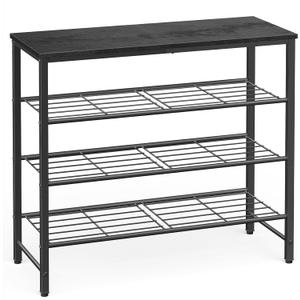 Kitsure Shoe Rack for Closet, Shoe Organizer with Leveling Feet, Sturdy & Rust-Proof Shoe Storage for Entryway, Bedroom, Living Room, 29.5" x 11.4" x 24.8", Black