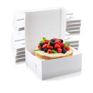 Ireer 50 Pack 14 x 10 x 4 Inch White Cake Boxes Cardboard Bakery Boxes for Pie Pastry Cookie