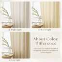 Pinch Pleat Linen 100 Inch Wide Curtains 90 Inches Long for Living Room Light Filtering Semi Sheer Farmhouse Sand Beige Pleated Curtain Hooks Rings for Patio Sliding Door Dining Room Large Window