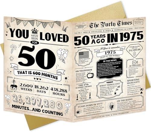 ZUDBBDSD Fifty Birthday Card For Man Women Large 50th Birthday Card For Dad Mom Happy 50th Birthday Party Decorations Best 50 Year Old Birthday Gifts Ideas,Set of 4