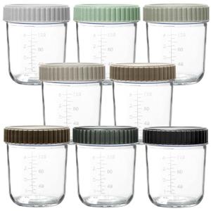 Youngever Glass Baby Food Storage, 6 Ounce Baby Food Glass Containers with Airtight Lids, Glass Jars with Lids (8 Urban Colors)