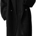 chouyatou Women's Winter Double Breasted Wool Coat Long Sleeve Notch Lapel Long Trench Coat (S, Black)