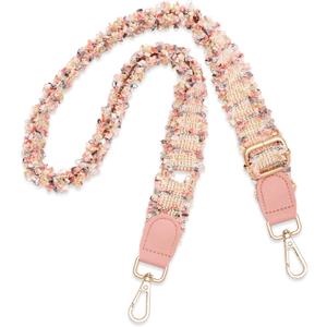 chushui Woven Purse Strap,Braided Crossbody Bag Strap,Replacement Thin Shoulder Strap for Bag Handbag (Adjustable - Pink)
