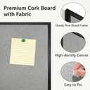 Cork Board, 46x30 Inch Wood Framed Bulletin Board with Gray Fabric