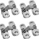 Rierdge 1-3/ 4" Hidden Hinge Stainless Steel 180 Degree Invisible Cross Hinges for Kitchen Cabinet Door Frameless Concealed Hinge with Screws, 4pcs
