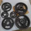 Fitvids Olympic Cast Iron 2-Inch Weight Plates Including 6FT Olympic Barbell Bar & Safely Locks, Barbell Set (85 Lbs Plates + 6 FT Barbell Bar), Multiple Packages