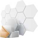 12 Pack Self-Adhesive Acoustic Panels 12" X 10" X 0.4" - Sound Proof Foam Panels for Walls, Stylish Hexagonal Design, Flame Resistant, Absorb Noise and Eliminate Echoes(Pure White)
