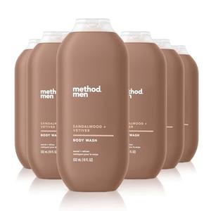 Method Men Body Wash, Sandalwood + Vetiver, Paraben and Phthalate Free, 18 FL Oz (Pack of 5