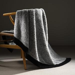 Amlie Home Knit Throw Blanket for Couch, Super Soft Cozy Fuzzy Throws for Sofa Bed Living Room, Luxury Cozy Fluffy Throw for Room Decor, 60" x 80", Heather Black