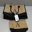 YOOLIFE Valentines Day Gifts for Her - Initial Jute Tote Bag & Makeup Bag, Birthday Gifts for Women Teacher Mom Wife Friend