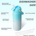 BJPKPK Insulated Water Bottle with Straw Lid, 18oz Thermo Water Bottles with Soft Nozzle, Flex Handle & Non-slip Boot, BPA Free Leak Proof Stainless Steel Metal Thermo, Tumblers, Cups,Sea Salt