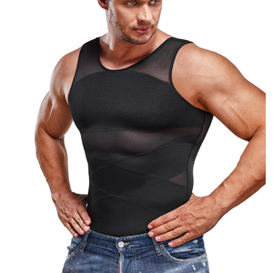Compression Shirt for Men Slimming Undershirt Body Shaper Tank top for gynomastica Sleeveless Shapewear Vest Men, Size M