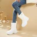 Womens Winter Boots Snow Boots For Women Black Mid Calf Platform Boots Warm Fur Fashion Slip On Boots(White,US10) (White)