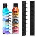 Hat Organizer for Baseball Caps, 2 Pack Black Hat Rack for Wall Hold up to 18 Hats Strong Adhesive Hat Hooks Stand Hat Hanger Organizer Storage Holder Display for Door Closet