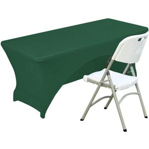 Spandex Table Cover 8 ft. Fitted Polyester Tablecloth Stretch Table Cover Table Topper Open Back - Emerald Green