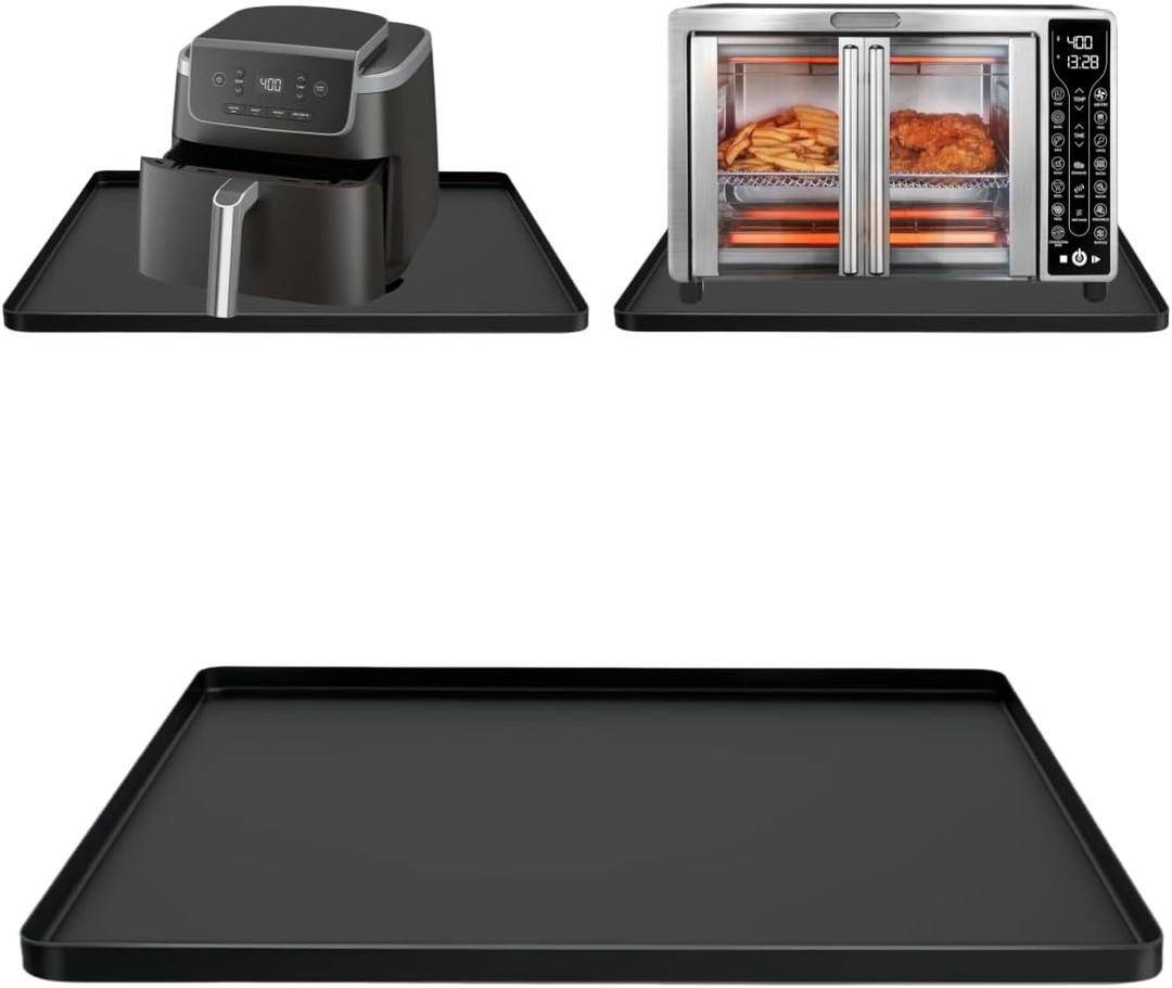 Silicone Air Fryer Accessories Compatible with Cosori, Ninja,Chefman, Cuisinart, Bella, Fit for 4/5/6 QT Airfryer Oven, Heat Resistant Countertops Bottom Protector Mat (Black, Medium-20x16")