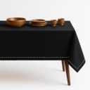 Black Cotton Table Cloth, 60x84 Inch, Fits 6-8 Seats, Soft, Durable, Washable, Wrinkle Resistant, Rectangle Tablecloth for Dining, Formal Dinner, Party Decor, Events, All Seasons