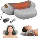Neck Massager Pillow with Heat- Neck & Shoulder Support with Vibration & Airbag Traction for Pain Relief Deep Tissue, Cervical Hump Corrector Massage Pillow 3D Ergonomic