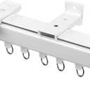 Smooth Ceiling Curtain Track with Roller Hooks, White, 9ft-12ft