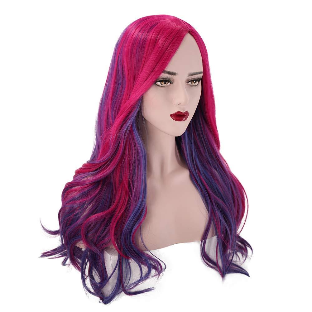 Purple Pink Wig Long Wavy Wig Purple and Hot Pink Wigs for Women Heat Resistant Synthetic Hair Women's Costume Cosplay Party Wigs