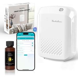 Waterless Essential Oil Diffuser, 2500 Sq.Ft Coverage, Bluetooth App Control, No-Noise Wall-Mounted Aroma Diffuser, 400ml, Perfect for Home, Hotel & Office, Valentines Day Gift, White