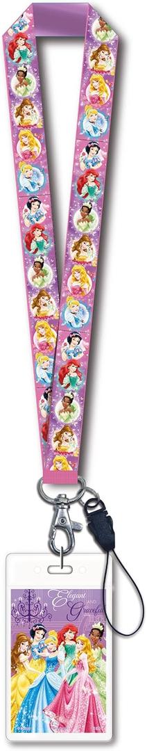 Disney Princess Lanyard with Card Holder,Pink,1"