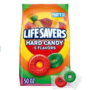 LIFE SAVERS Hard Candy Bag 5 Flavors, Hard Candy Individually Wrapped for Goodie Bags, Road Trips, Treats, Offices, Celebrations, 50-Ounce Party Size BB 12/2026