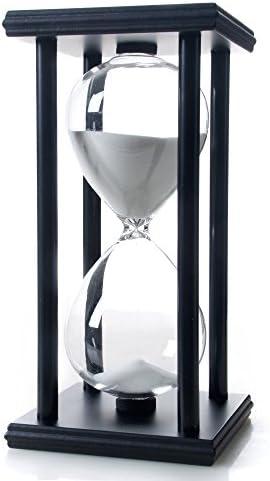 Bellaware 60 Minutes Hourglass, Wood Sand Timer White