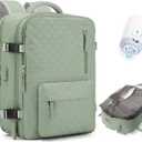 Travel Vacuum Storage Backpack with Air Pump Vacuum Seal Compression Space Saver Bags Clothing Vacpack 18x14x8 inches Travel Bag Carry on Personal item Laptop Work Backpacks Women LightGreen