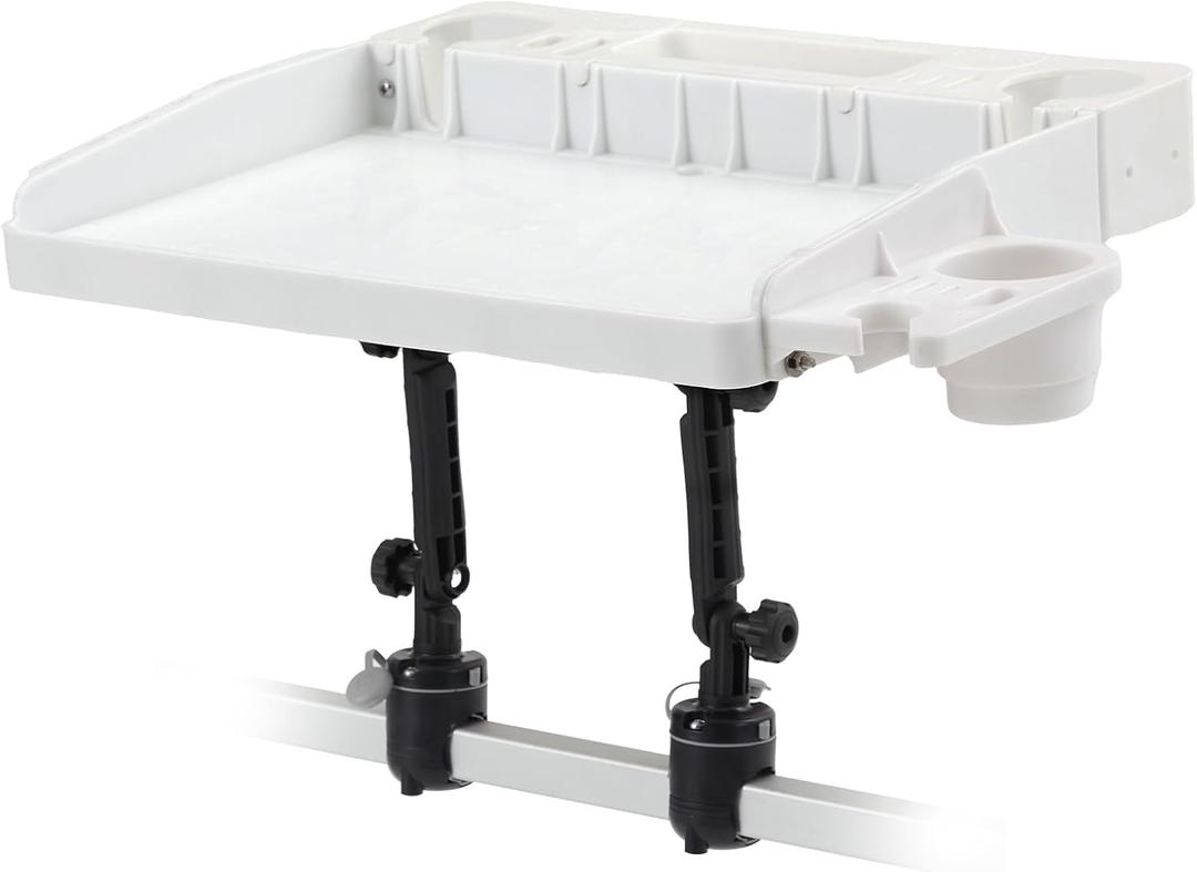 HITORHIKE Bait Board Set with Mounts & Extenders  White Cutting Board for Bass, Center Console, Pontoon Boats  Great for Fishing, Filleting, Outdoor Cooking (Round & Square Rail Mount Set)
