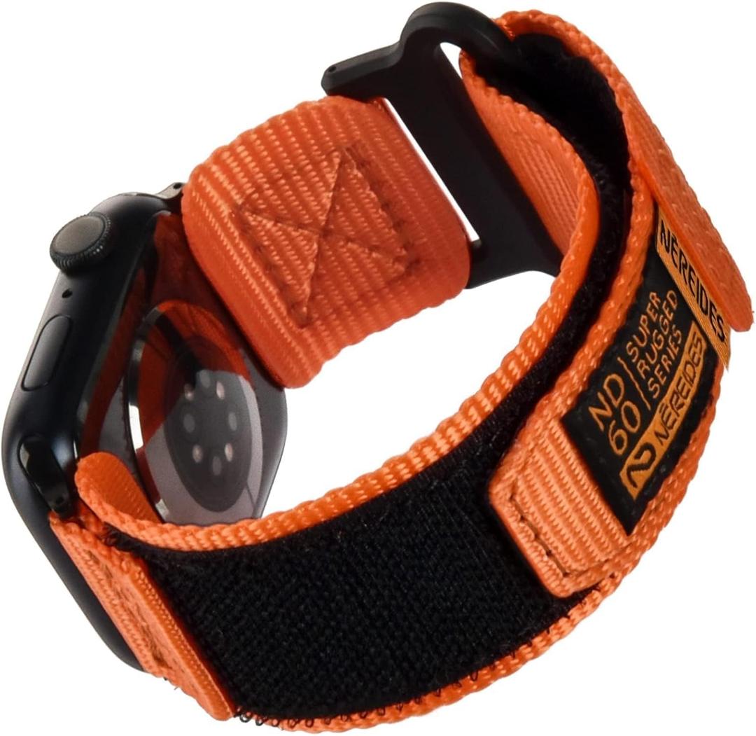 Nereides Compatible with Apple Watch Series 10 Band Series 9/8/7/6/5/4/SE/SE2/SE3, Nylon Sports Strap with Woven Design for 49mm/46mm/45mm/44mm (L, Orange)