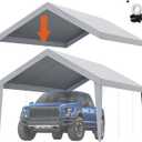 VEVOR Outdoor Storage Shed, 10 x 10 ft Portable Storage Tent with Roll-up Door & Vents, Waterproof Canopy Shed Shelter, Heavy Duty Frame, Patio Garage Carport for Motorcycle, Lawn Mower, Bike, Grey