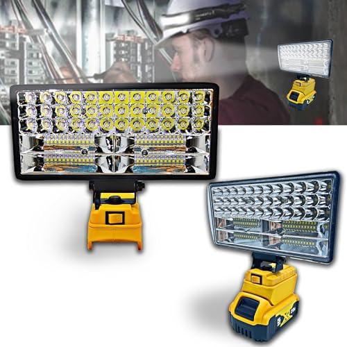 Cordless LED Work Light for Dewalt 20V Battery，90W 5400LM Wide Beam Flood Light with Two USB Charging Port Flashlight for Emergency,Workshop,Garage.(No Battery)