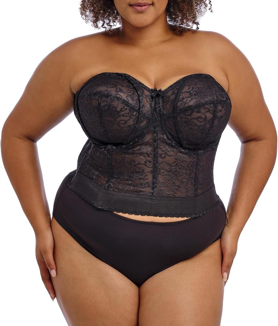 GODDESS womens Lace Bustier Bra (44F, Black)