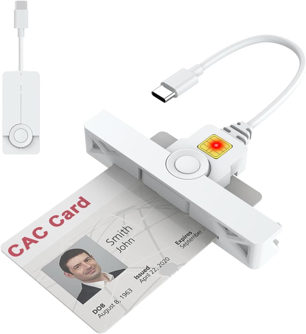 CAC Reader Type C, USB C SmartFold CAC Reader, USB C DOD Military Common Access Smart Card Reader and ID Card Reader,Compatible with Mac Os, Windows,Linux(Mini Foldable and Portable Type C)