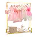 AUPSEN Kids Clothing Rack with Bottom Storage Shelf, Metal Toddler Dress Up Rack for Little Girls, Kids Dress Up Clothes Storage for Coats, Skirts, Dance Costume（Gold）
