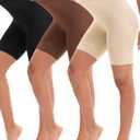 INNERSY Women's Slip Shorts for Under Dresses High Waisted Shorts (Medium, Black/Cafe/Light Beige), Pack of 2