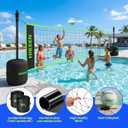 Hikeen Pro Pool Volleyball Net, 15-30FT Adjustable Full Set with Weighted Base, Aluminum Alloy Tubes & Volleyball, Heavy-Duty System for Pool Games & Water Activities
