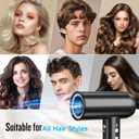 2026 Hair Dryer, 200,000 RPM Professional High Speed Blow Dryer with Diffuser for Women, 1200M Negative Ionic Hair Dryer with Brushless Motor, Low Noise Hair Blow Dryer for Home Travel Salon, Black