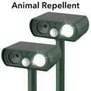 Solar Ultrasonic Animal Repellent, Deer Repellent Devices Waterproof, Cat Repellent Outdoor with Motion Detection Squirrel Skunk Rabbit Dog Raccoon Deterrents Animal Repeller for Yard, 2 Pack, Green
