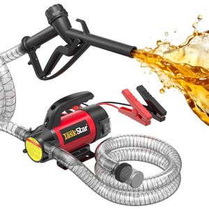 TaskStar Diesel Transfer Pump Kit: 12V 13GPM Electric Fuel Transfer Pump with Fuel Nozzle & Hoses for Diesel Kerosene Transformer Oil, Portable Self-Priming Pump for Tractor Truck Boat (Scarlet)