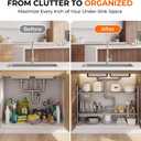 Li&Zhao Stainless Steel Under Sink Organizer-Expandable Cabinet Storage Rack with 4 Dividers and 2 Baskets, Two-tier with 4 shelves and 2 baskets