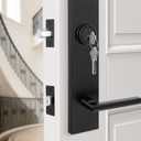 Goldenwarm Black Front Door Handle and Deadbolt Set, Matte Black Heavy-Duty Zinc Alloy Exterior Door Lock Set, Keyed Alike Modern Reversible Lever, 1-Pack