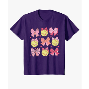 Softball Coquette Bow Softball Mom Mothers Day Softball Mama T-Shirt XS