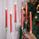 Red Christmas Flameless Taper Candles with Remote, Flickering Dripping Wax LED Candlesticks Battery Operated Set of 6