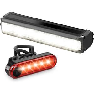 LED Bike Light for Night Riding, 2025 Upgraded Bright Rechargeable Bicycle Light Set 5 Modes IPX6 Waterproof MTB Off-Road Cycling Commuting