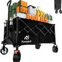 Favoyard Extra Large Collapsible Wagon Carts Foldable 360LBS Heavy Duty Beach Wagons with Big Wheels & Brakes Portable Folding Cart for Shopping Grocery Utility Sports Garden Camping Outdoor, Black (220L)