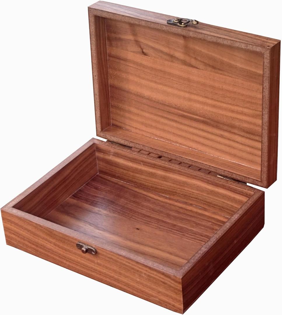 Handmade Walnut-Colored Keepsake Storage Box with Lid - Ideal Gift for Weddings, Anniversaries, Birthdays, or Travel Letters. Perfect for Home Decoration (Storage Box-25 * 18cm)