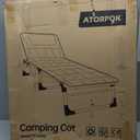 ATORPOK Folding Camping Cot for Adults with Padded Mattress and Pillow, Adjustable Reclining Lounger Sleeping Cot Bed, Ideal for Camping, Travel, Garden, or Office Use, Blue, Single