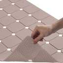 Bathtub Mat Non Slip Silicone Soft Odorless Bath Mat No Suction Cups for Refinished,Textured and Reglazed Tub Shower Mats Non-Slip 18 X 28Inch Brown